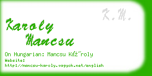 karoly mancsu business card